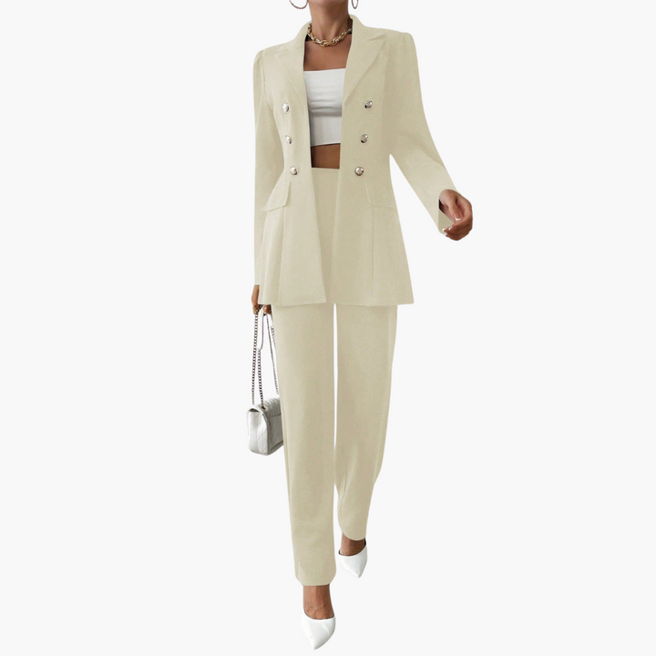 Costume deux pièces avec blazer pour femmes et pantalons droits