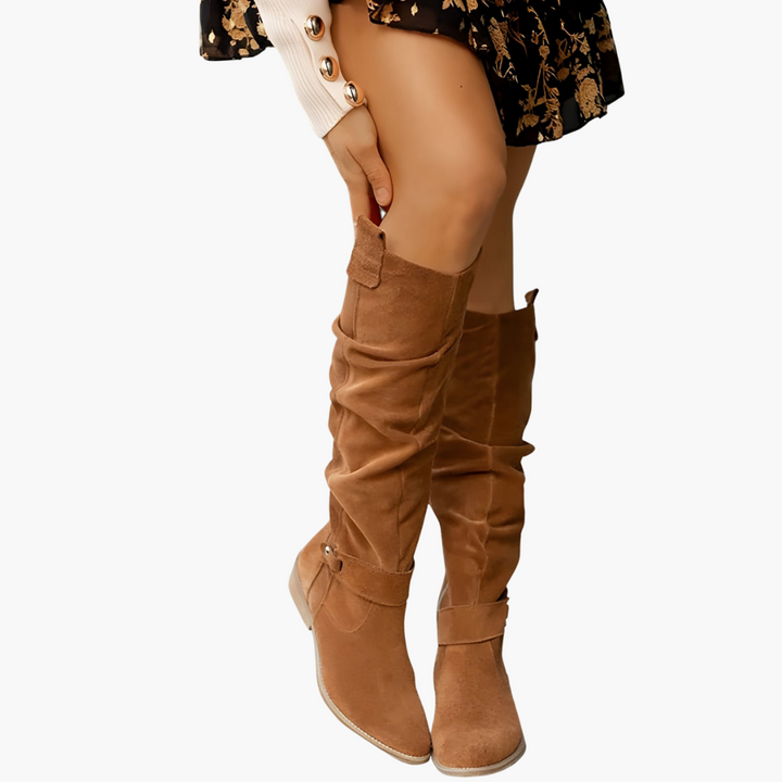 Bottes montantes - pour femmes avec talon bloc et fermeture éclair