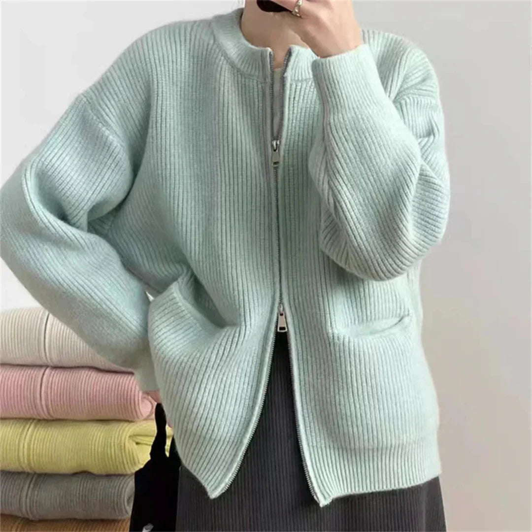 Cardigan en tricot confortable avec devant ouvert et texture côtelée – pour femmes