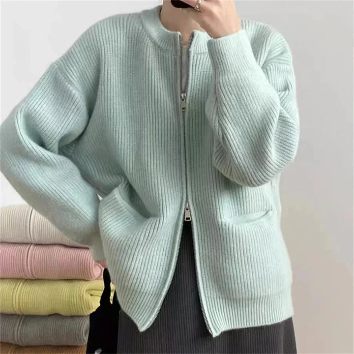 Cardigan en tricot confortable avec devant ouvert et texture côtelée – pour femmes