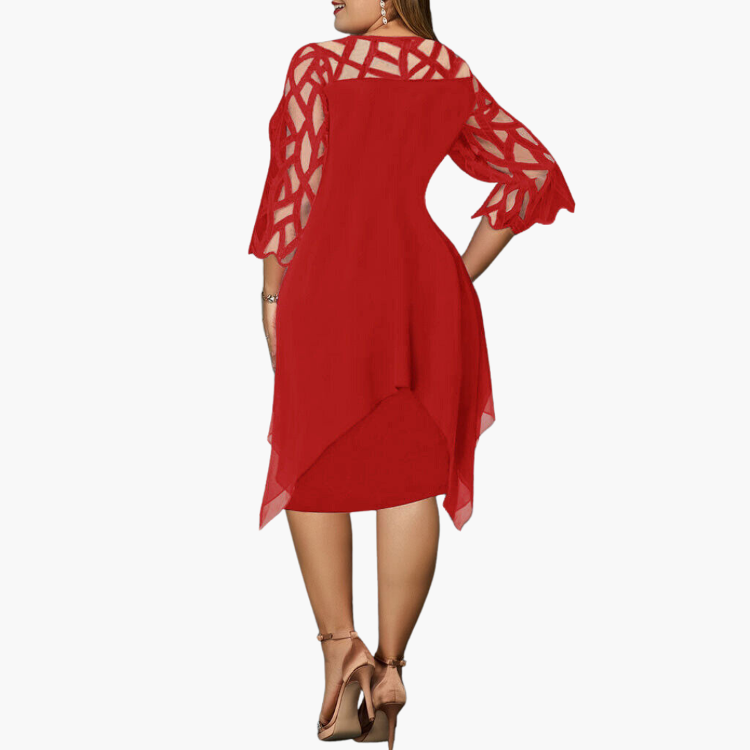 Robe de soirée légère pour femmes - robe midi avec manches découpées