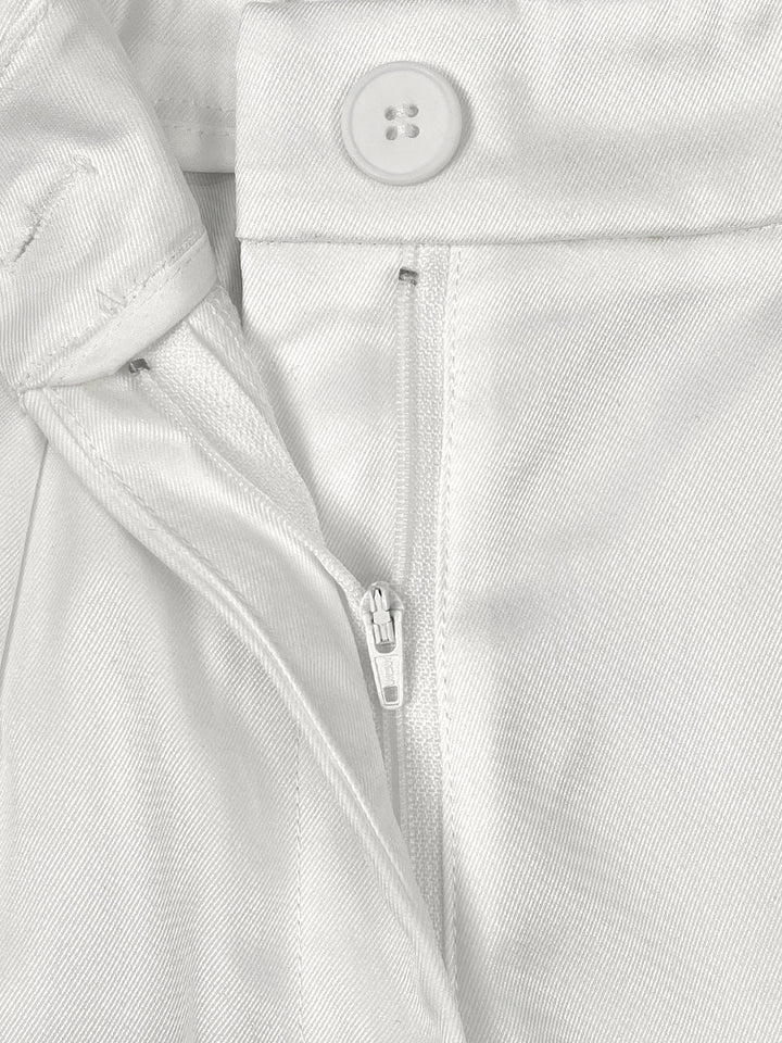 Pantalon taille haute, à jambes larges, sans ceinture, couleur contrastée