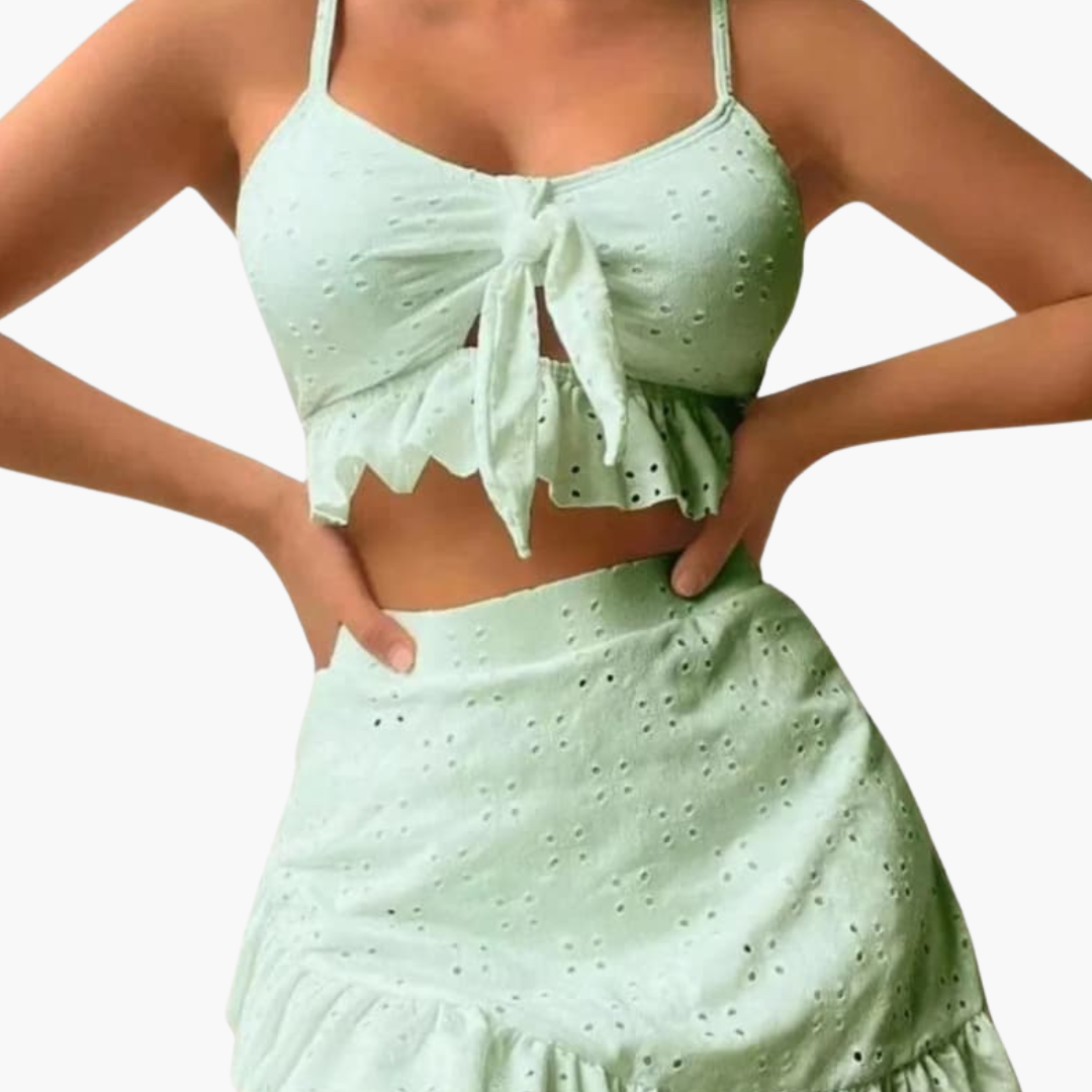 Ensemble de Bikini Femme - 3 pièces avec volants & design taille haute