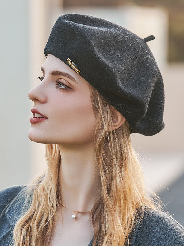 Béret rétro artistique, couleur unie