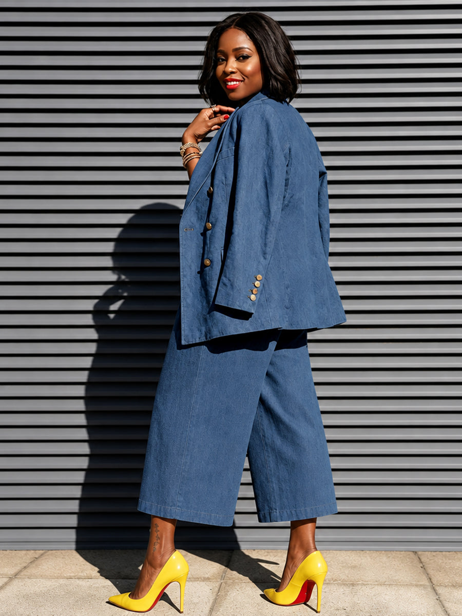 Jean ample à poches, à jambes larges, couleur unie