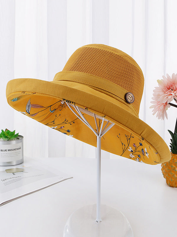 Chapeau de soleil ajouré imprimé à lacets, à empiècements