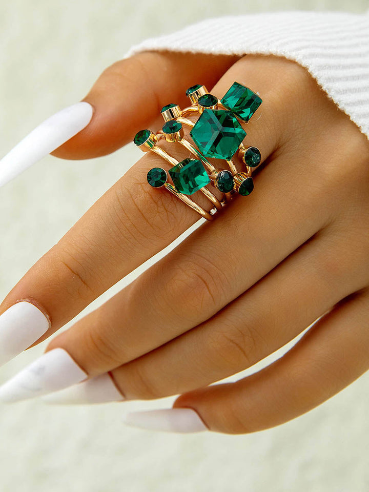 Bague géométrique à strass