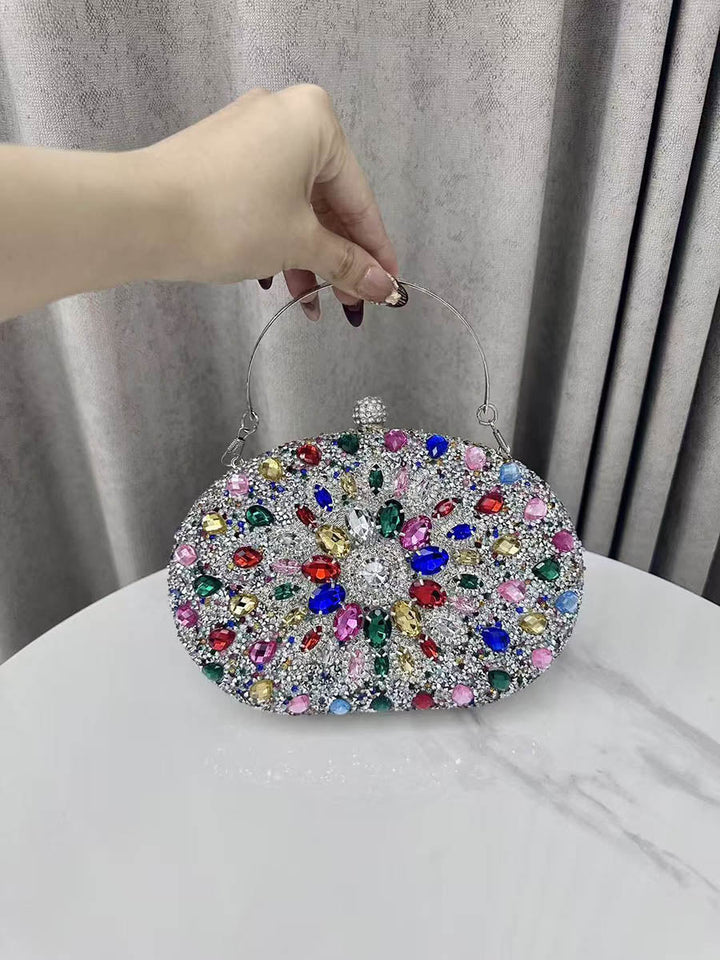 Pochette de soirée géométrique brillante à strass