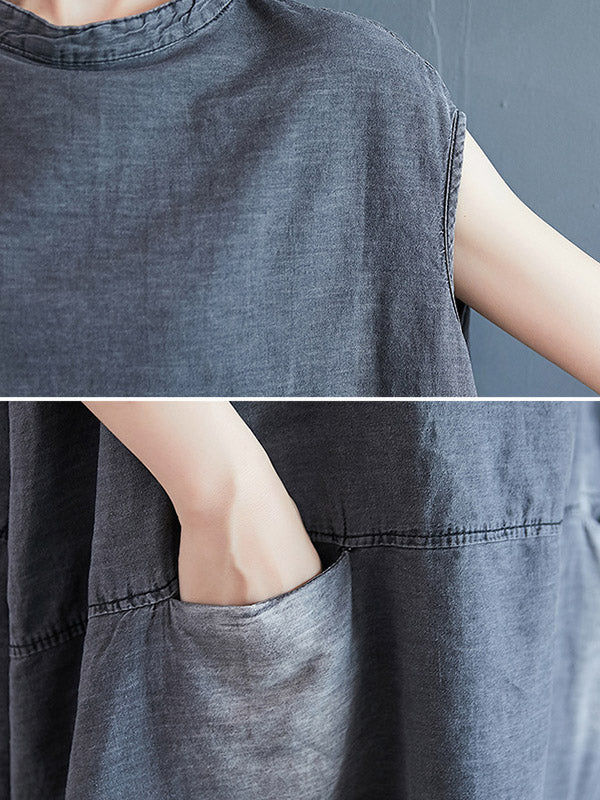 Robe à empiècements, à poche, en jean