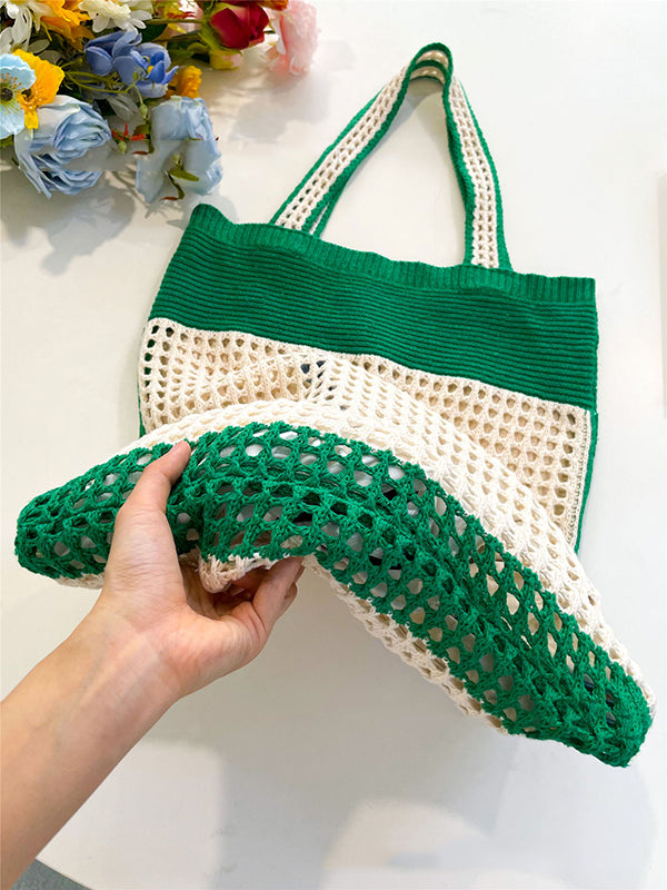 Accessoires de sacs creux de couleur contrastée de plage