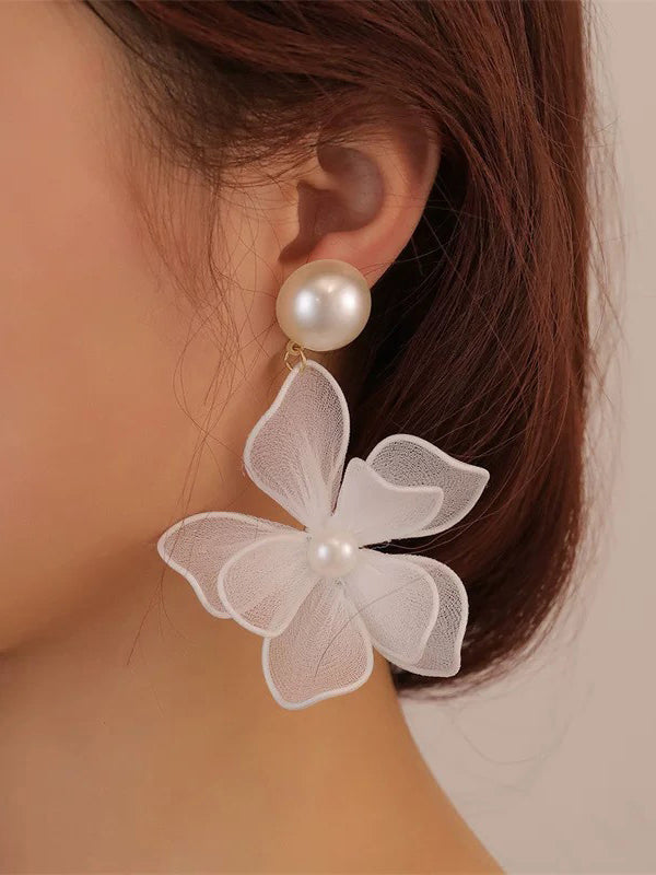 Boucles d'oreilles en forme de fleur, en gaze
