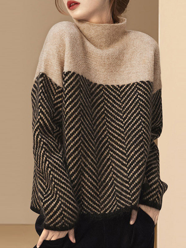 Pull décontracté ample à col haut