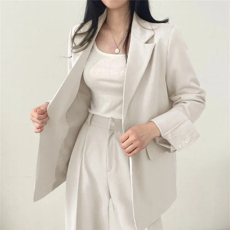 Costume Pantalon Femme Coupe Loose Blazer Baggy