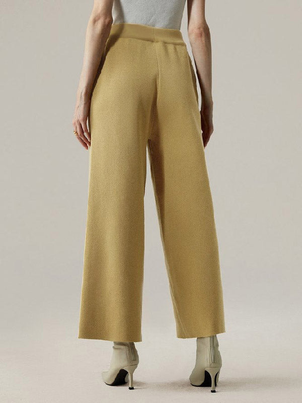 Pantalon à jambes larges, couleur unie