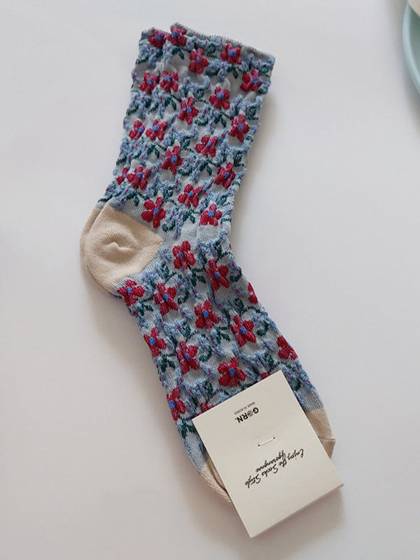 Vintage artistique rétro 4 couleurs chaussettes à tricoter