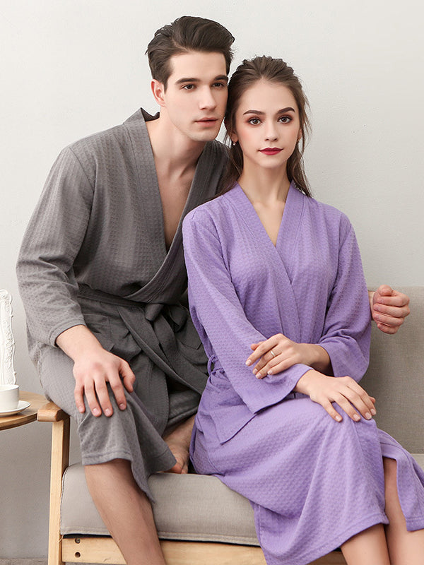 Robe de pyjama fine à bandage solide et confortable