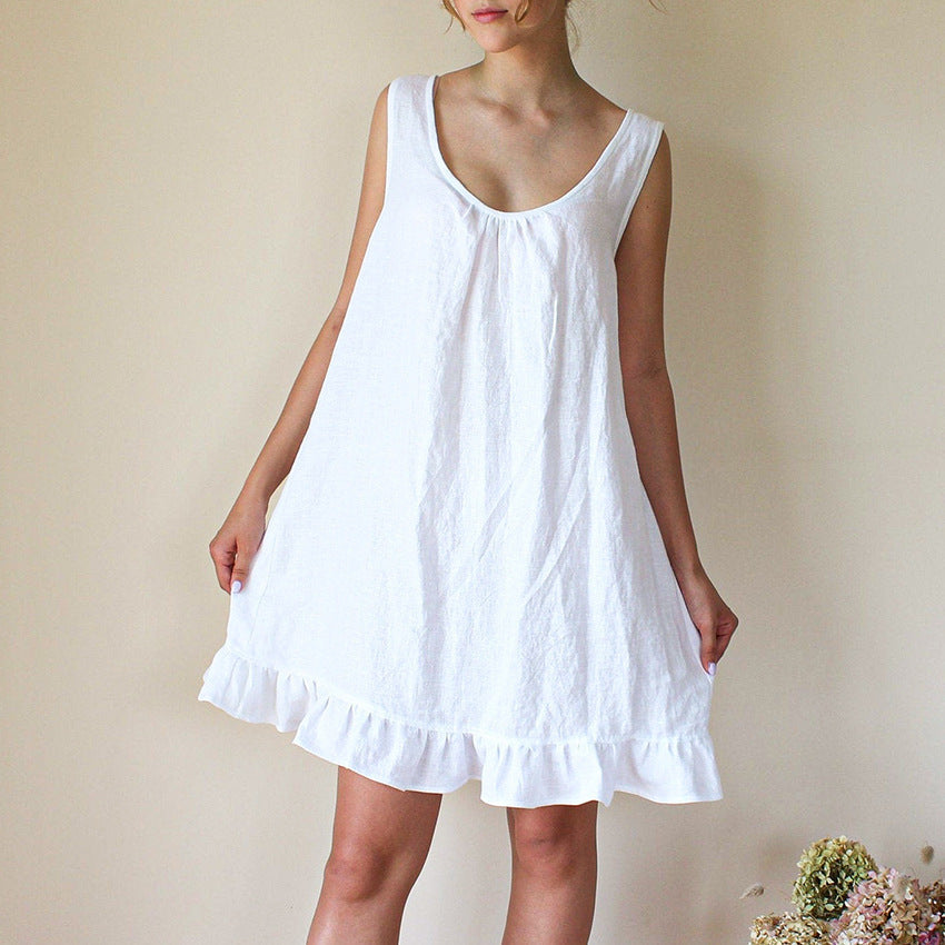 Paula - Robe mini sans manches avec volants pour les jours ensoleillés