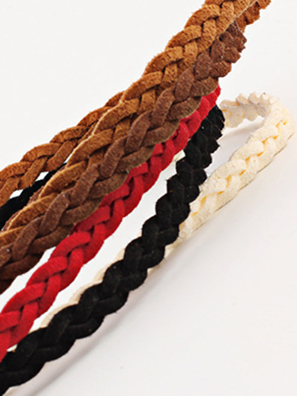 Ceinture de couleur unie à pompons en cuir artificiel de Bohême