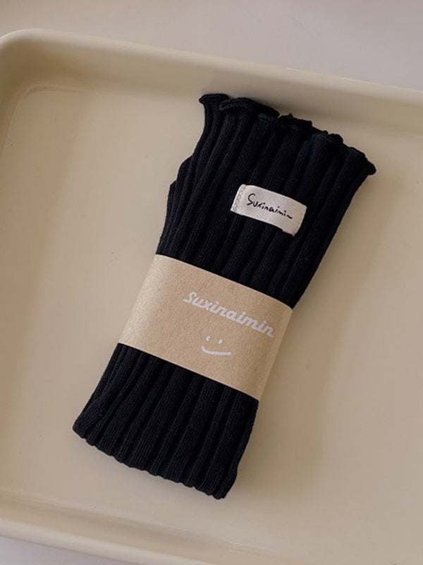 Chaussettes plissées en dentelle avec oreilles en bois