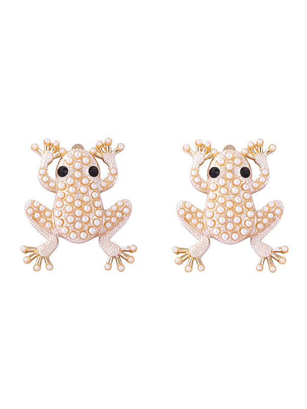 Boucles d'oreilles brillantes en forme d'animal, à strass