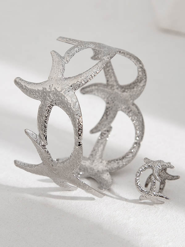 Parure bracelet et bague géométrique en forme de fleur