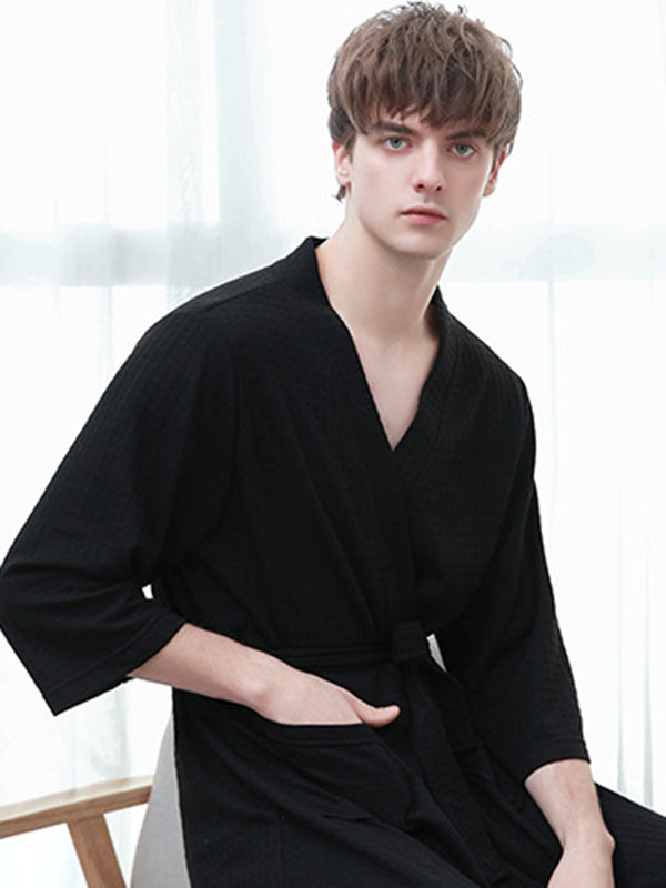 Robe de pyjama fine à bandage solide et confortable