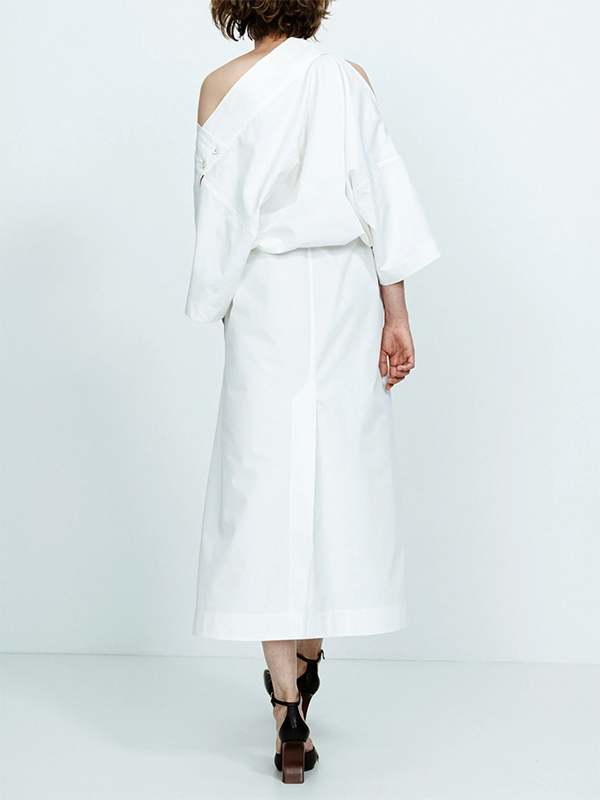 Robe ample à épaules dénudées, couleur unie