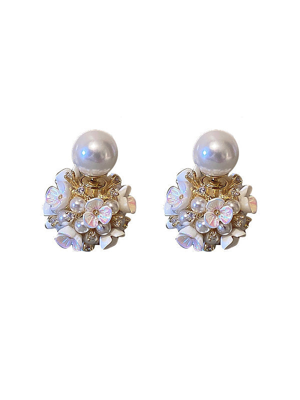 Boucles d'oreilles fleurs en perles de Zircon originales