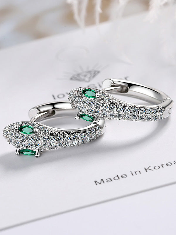 Boucles d'oreilles à strass, en forme de serpent