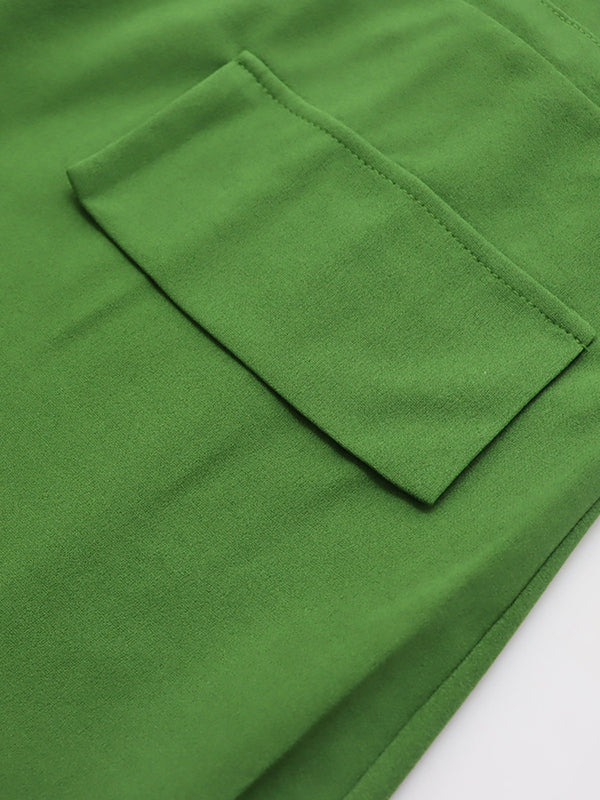 Robe longue ample fendue sur le côté à cordon de serrage, à col en V, couleur unie
