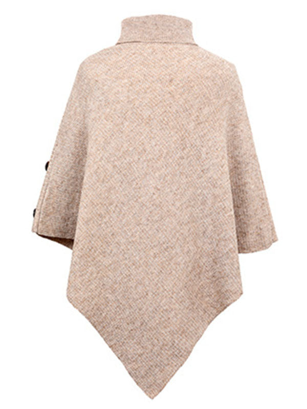Cape pull décontractée à col haut, 7 couleurs