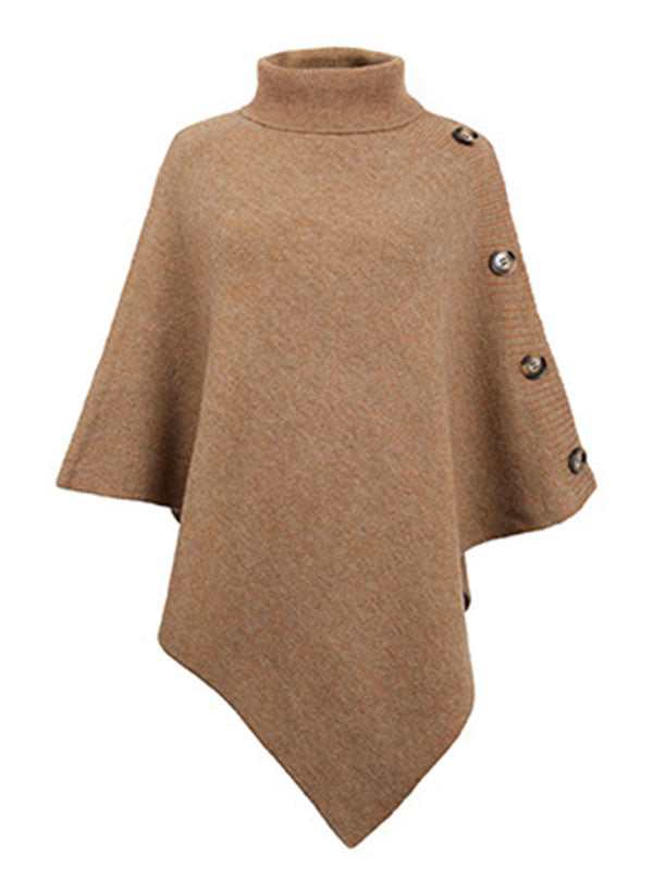 Cape pull décontractée à col haut, 7 couleurs