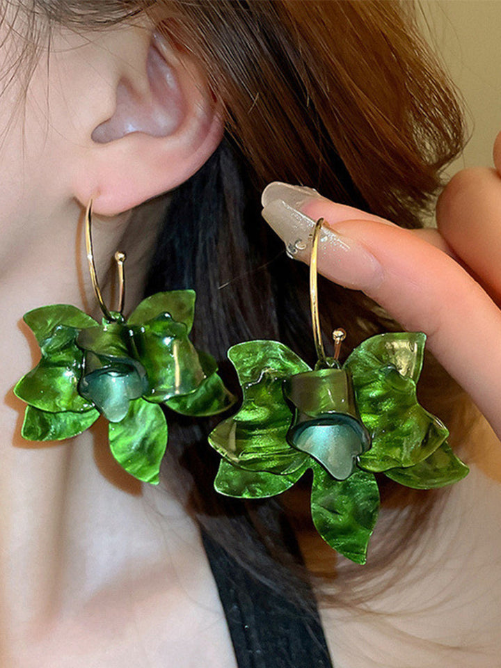 Boucles d'oreilles en forme de fleur, couleur unie