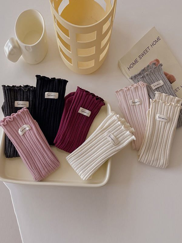 Chaussettes plissées en dentelle avec oreilles en bois