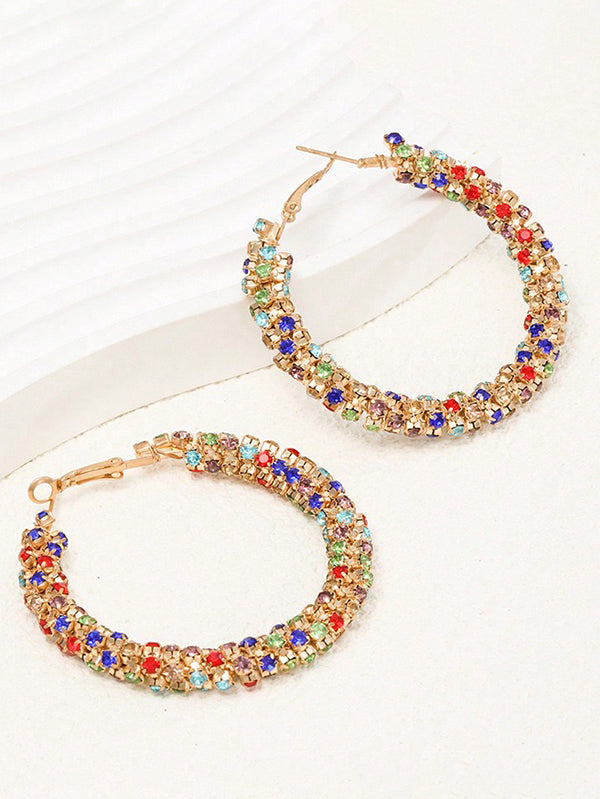 Boucles d'oreilles pendantes géométriques à strass
