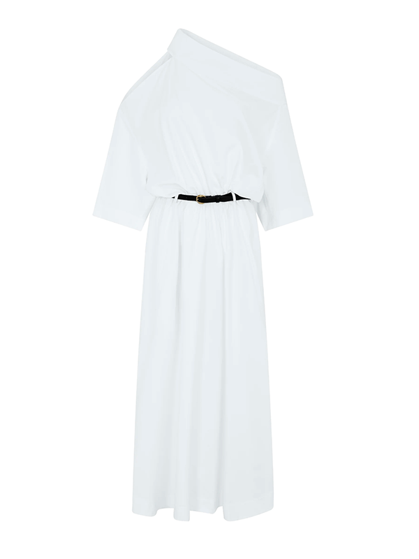 Robe ample à épaules dénudées, couleur unie