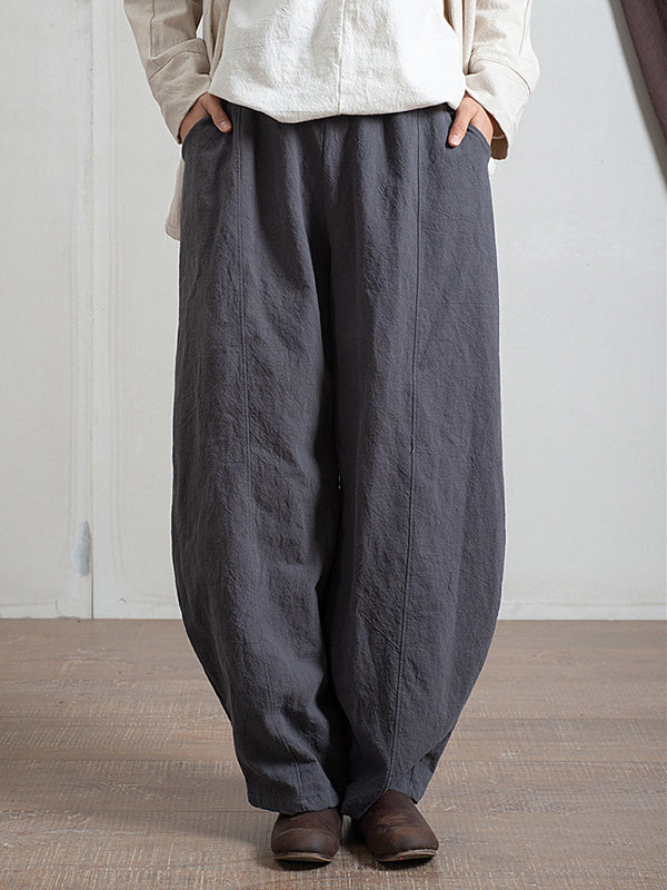 Pantalon simple taille haute, à jambes larges, couleur unie