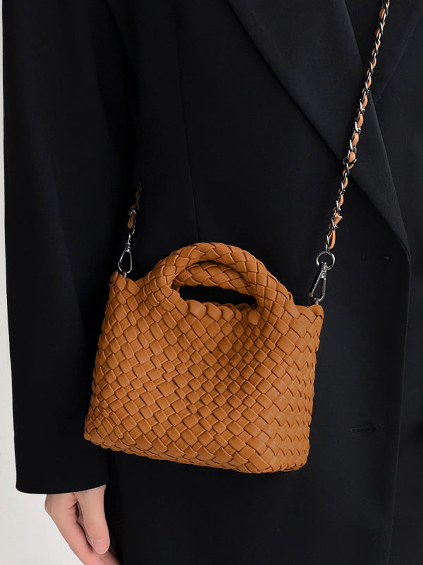 Sac à main tressé couleur unie