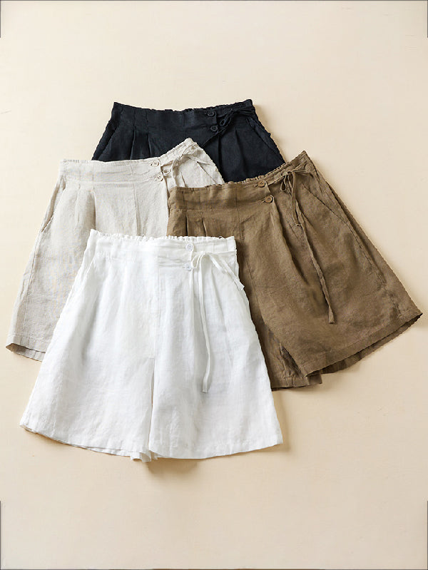 Short ample à taille élastique, couleur unie