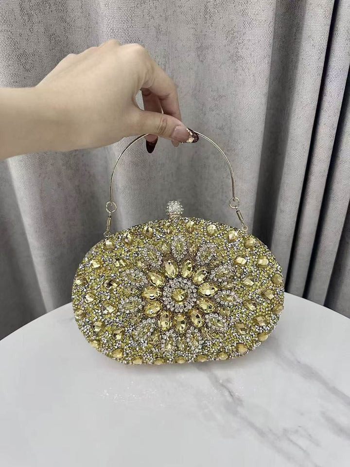 Pochette de soirée géométrique brillante à strass