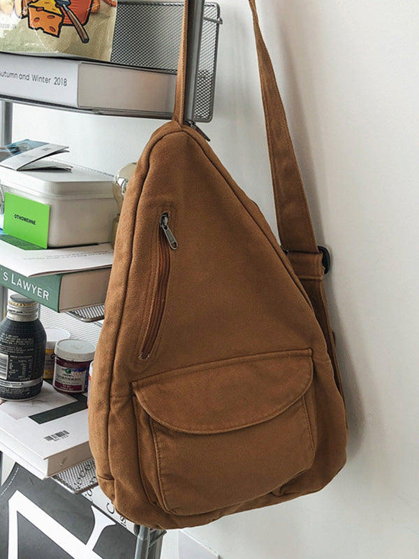 Sac décontracté à fermeture éclair, couleur unie