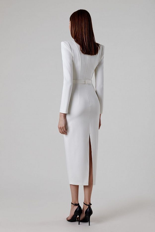 Celeste - Robe midi structurée à manches longues