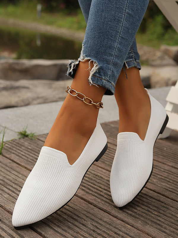 Chaussures plates à bout pointu, à découpe basse, à empiècements