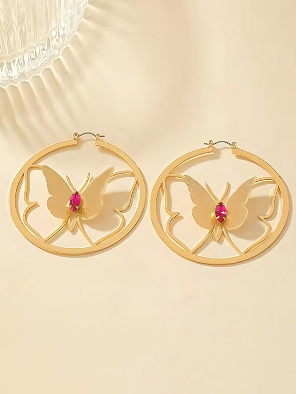 Boucles d'oreilles pendantes géométriques en forme de papillon, à strass