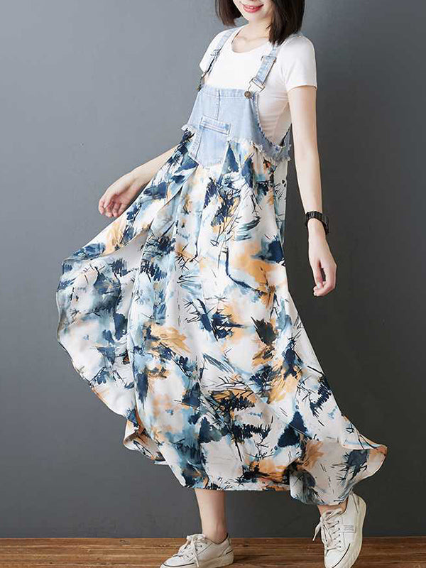 Robe longue ample à imprimé floral, grande taille, poches fendues, col Spaghetti, robe à bretelles
