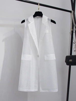 Original Simple décontracté couleur unie gilet creux vêtements d'extérieur