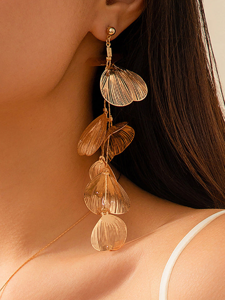 Coffret cadeau bohème : sautoir en Y et boucles d'oreilles pendantes à pétales dorés
