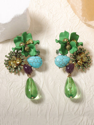 Boucles d'oreilles géométriques en forme de fleur, en forme de goutte