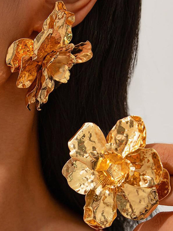 Boucles d'oreilles en forme de fleur, couleur unie