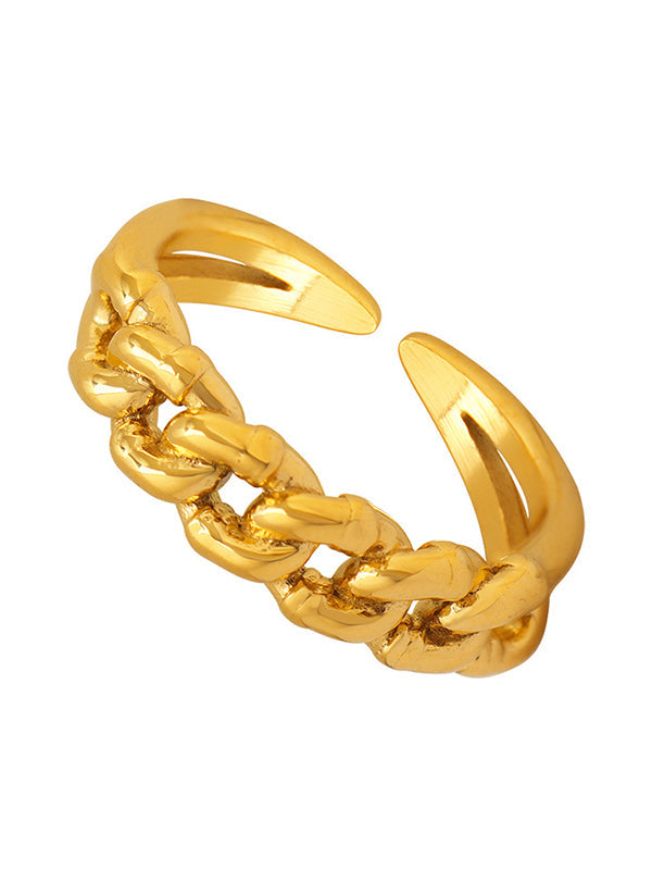 Bague ajourée à chaîne, couleur unie